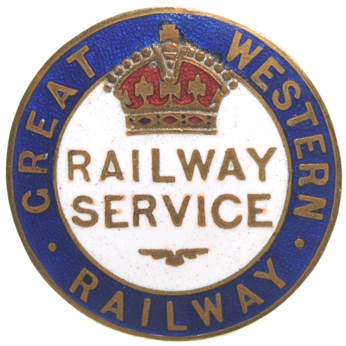 89 - A GWR First World War Railway Service badge by J A Wylie and Co London, numbered Q562, enamel/brass,... 