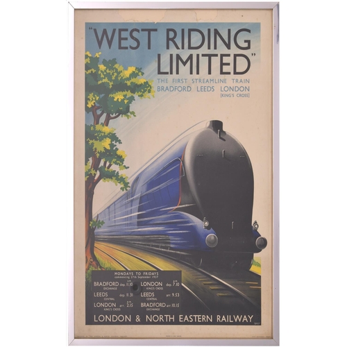 93 - An LNER poster, WEST RIDING LIMITED, by Shep, loss at top border, a stunning image, 20¼