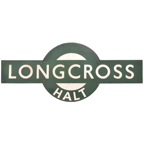 95 - A Southern Railway target sign LONGCROSS HALT, the Halt situated just east of Sunningdale on the Wat... 