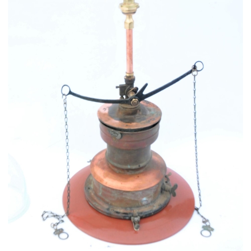 112 - Sugg Station gas lamp & glass globe, complete with original on/off chain tabs, good condition. (Post... 