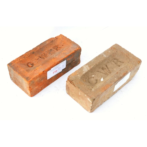 116 - Great Western Railway bricks, prominent initials. (2) (Postage Band: N/A)