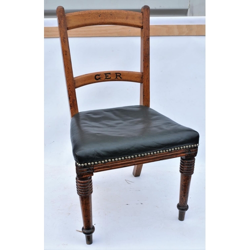 117 - Great Eastern Railway wooden office chair, initials in top rail. (Postage Band: N/A)