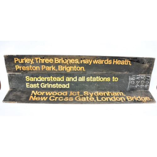 127 - British Railways wooden Departure finger boards, Sanderstead, Purley, Norwood, 48