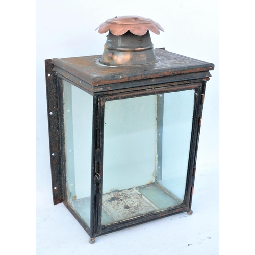 130 - Great Western Railway station wall lamp case, ex service condition, small crack in glass on left han... 