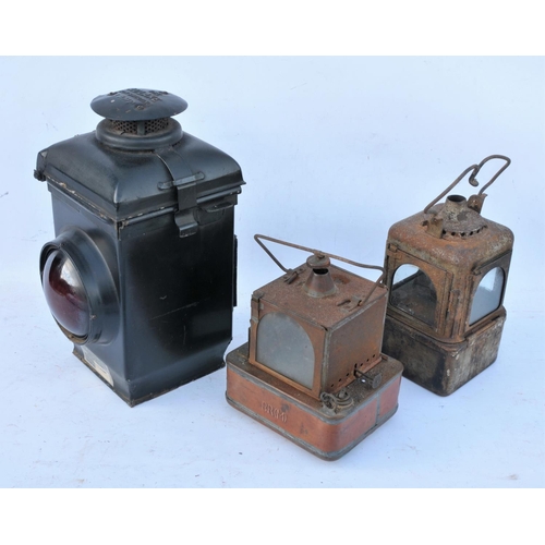 133 - Adlake railway signal lamp, two signal lamp interiors. (3) (Postage Band: N/A)