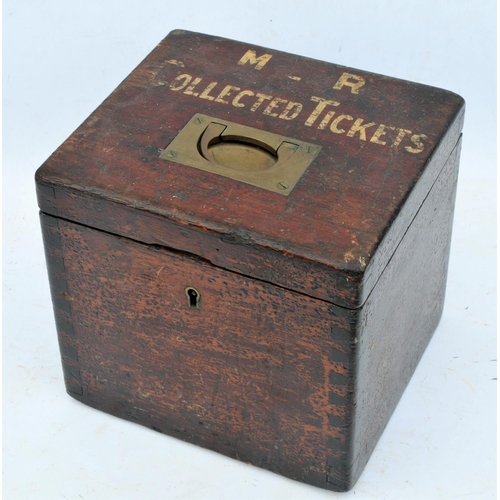 146 - Metropolitan Railway collected tickets wooden box with brass carrying handle, this attractive item i... 