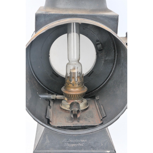 147 - German locomotive headlamp, complete with all fittings (inc. glass chimney), 18