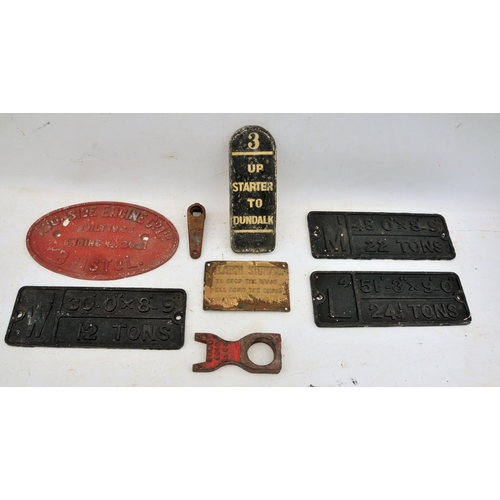 156 - Misc C/I railway items, signal box lever plate 