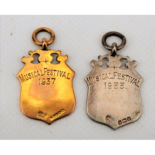 157 - Great Western Railway Music Festival medals, 1933 & 1937, hallmarked, fine condition.(2) (Postage Ba... 