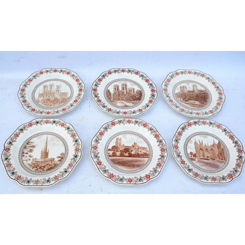 181 - London North Eastern Railway Cathedral series dessert plates manufactured by Wedgwood, copies of pla... 