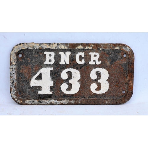 209 - Belfast and Northern Counties Railway wagon number plate No 433, C/I, ex service condition, 7