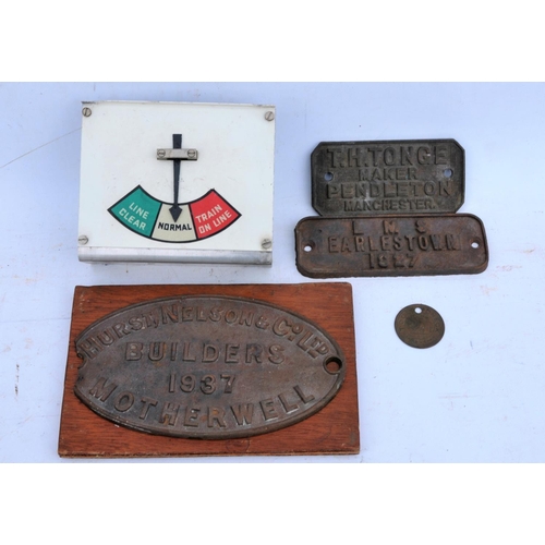 230 - Misc - British Railways (plastic) block instrument face & needle, wagon plate Hurst Nelson, Gresham ... 