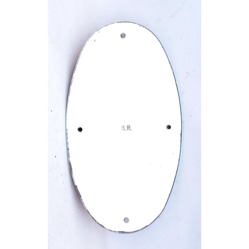 284 - British Railways vertical oval mirrors, one BR, one double arrows, 21