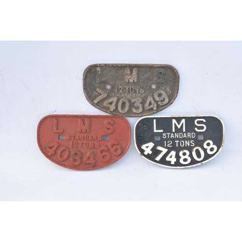 307 - London Midland & Scottish Railway C/I D Wagon plates 12 Tons (3) (Postage Band: N/A)