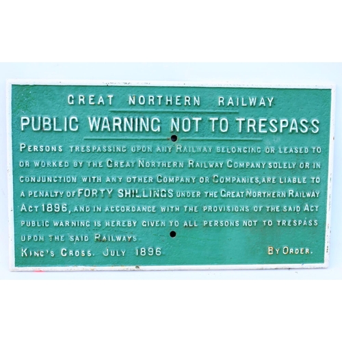 308 - Great Northern Railway C/I Public Warning Not To Trespass 1896 notice (TPGN602). (Postage Band: N/A)