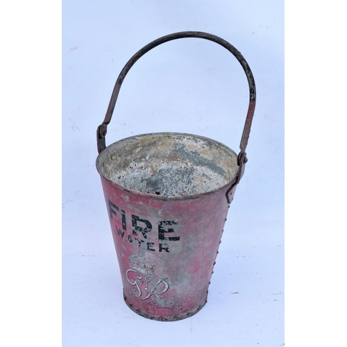 309 - Fire bucket, G VI R royal cypher, unusual pattern with lid (lid not in image). (Postage Band: N/A)