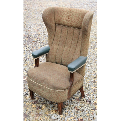 332 - Pullman car 1920s armchair, original upholstery poor condition, frame good. (Postage Band: N/A)