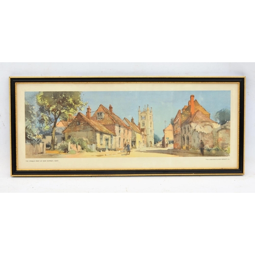 335 - Railway carriage print, Cinque Port of New Romney, Kent, Jack Merriott, modern frame, 11