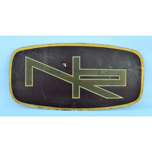 344 - Northern Ireland Railway station lamp post emblem with rear fixings, sheet alloy, 12