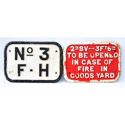 368 - London North Western Railway C/I fire hydrant plates, No,3 FH, Goods Yard, 13 1/2