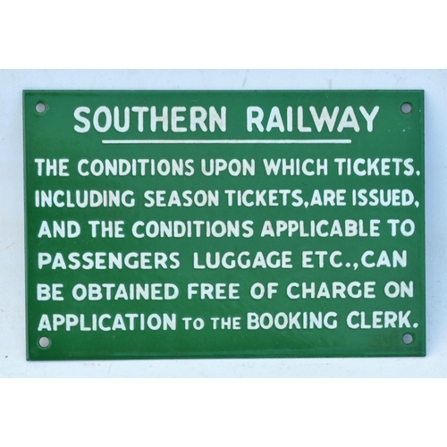 378 - Southern Railway enamel conditions of ticket notice, excellent bright condition, 6