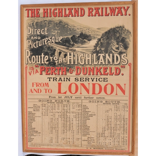 403 - Highland Railway poster, Direct and Picturesque Route Is Via Perth and Dunkeld, Train Service To And... 