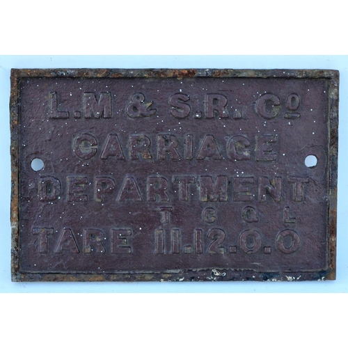 408 - London Midland & Scottish Railway C/I carriage Dept tare plate, ex 19C London North Western Railway ... 