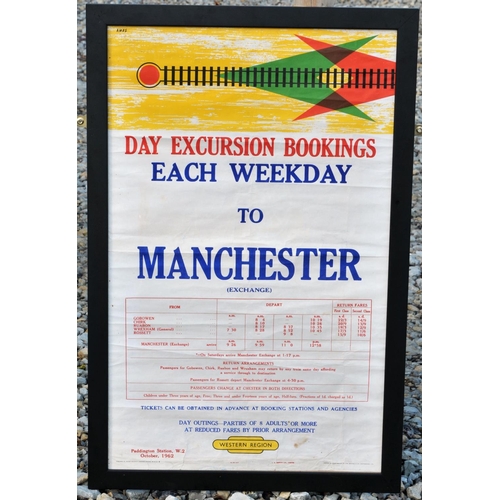 412 - British Railways (Western) framed & glazed poster issued in 1962 - Excursion to Manchester (Exchange... 