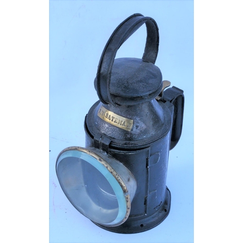 422 - London North Western Railway style small three aspect handlamp, complete, brass plated 