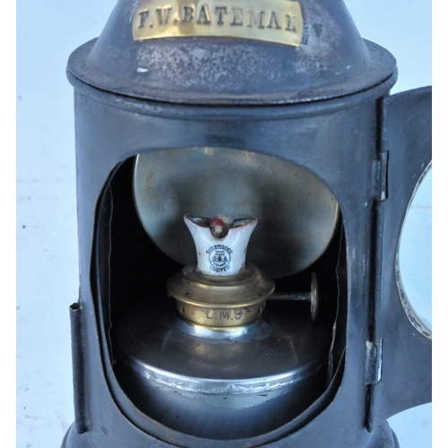 422 - London North Western Railway style small three aspect handlamp, complete, brass plated 