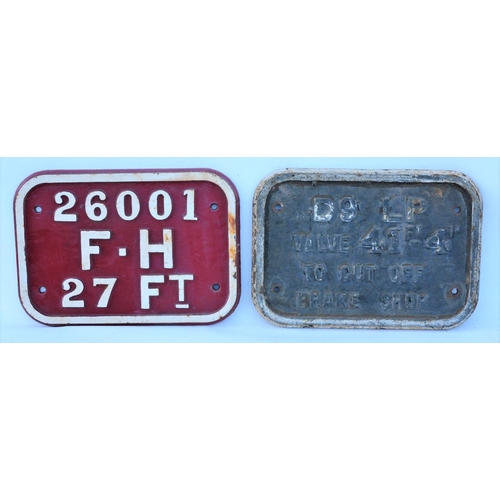 429 - London North Western Railway C/I fire hydrant notices, 26001 FH, Cut Off Valve Brake Shop, 13