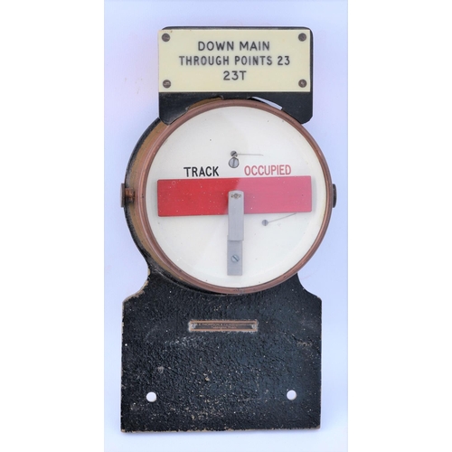 449 - Great Western Railway signal box Thompson copper cased track circuit indicator on stand, plated Down... 