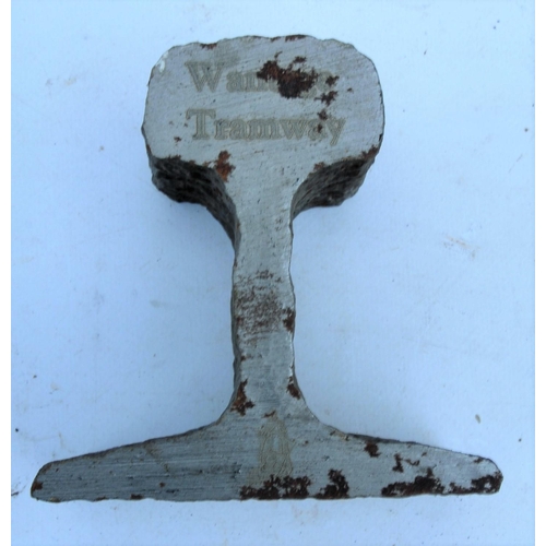 76 - Wantage Tramway section of railway line, two cross sections of bridge rail & narrow gauge rail chair... 