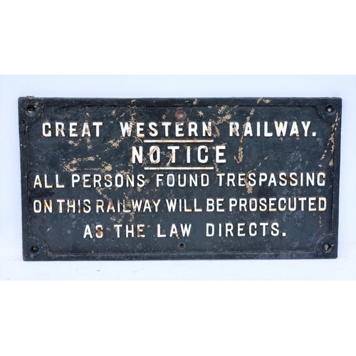 77 - Great Western Railway C/I As the Law Directs Trespass  notice (TPGW706), 12