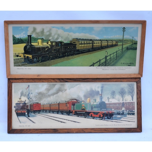 83 - Railway carriage prints by Hamilton Ellis,  framed or on glass. (7) (Postage Band: N/A)