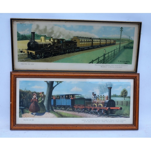 83 - Railway carriage prints by Hamilton Ellis,  framed or on glass. (7) (Postage Band: N/A)