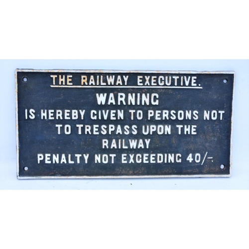 86 - Railway Executive C/I 40/- trespass notice, 12