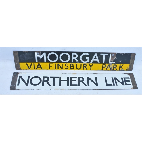 97 - London Transport enamel train cab plates, Moorgate (via Finsbury Park)-Alexandra Palace, Northern Li... 