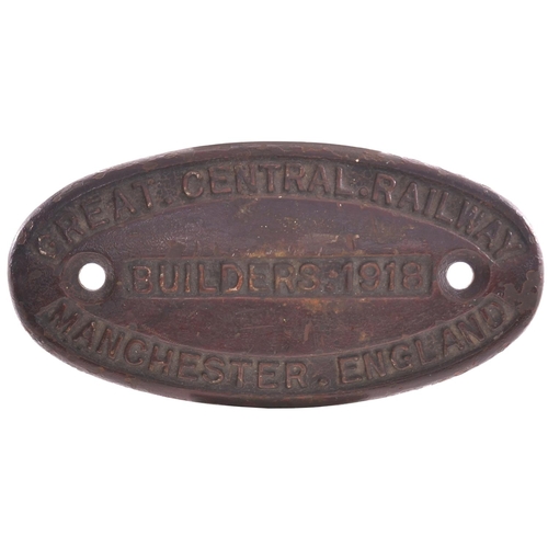 11 - A GCR wagonplate, GREAT CENTRAL RAILWAY, MANCHESTER, ENGLAND, BUILDERS 1918. Cast iron, 8