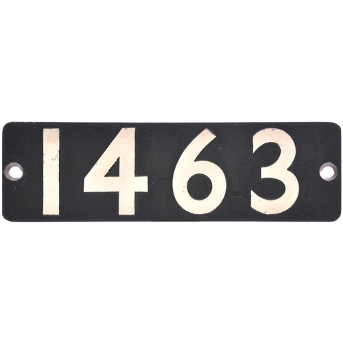 16 - A smokebox numberplate, 1463, from a GWR Collett 1400 Class 0-4-2T built at Swindon in February 1936... 