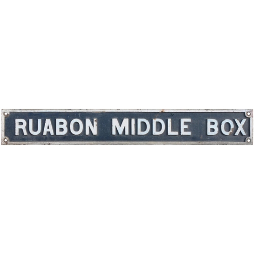 19 - A Great Western Railway nameboard, RUABON MIDDLE BOX, from the Shrewsbury to Chester main line. Cast... 