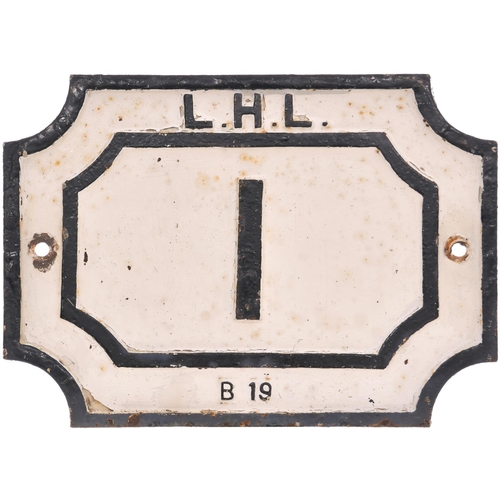 193 - A Leeds High Level Railway viaduct plate, L.H.L. 1, from the approach to Leeds Central station. Cast... 