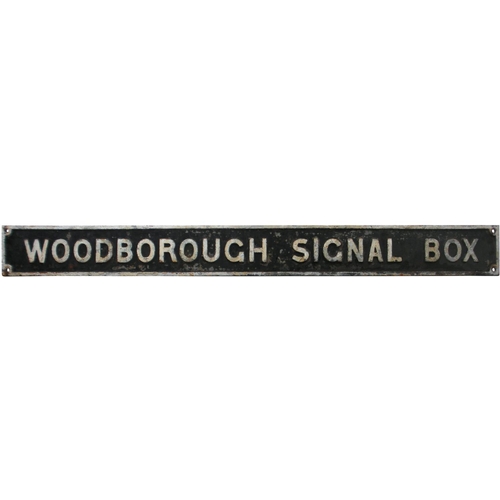 37 - A Great Western Railway nameboard, WOODBOROUGH SIGNAL BOX, from the Savernake to Westbury section of... 