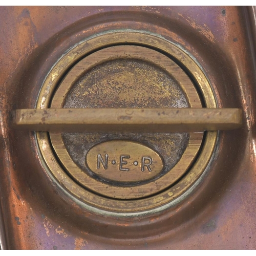 121 - A North Eastern Railway carriage foot warmer, copper, 18