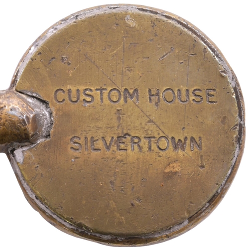 125 - A Railway Signal Company key token, CUSTOM HOUSE-SILVERTOWN, (brass/steel), from the Stratford to No... 