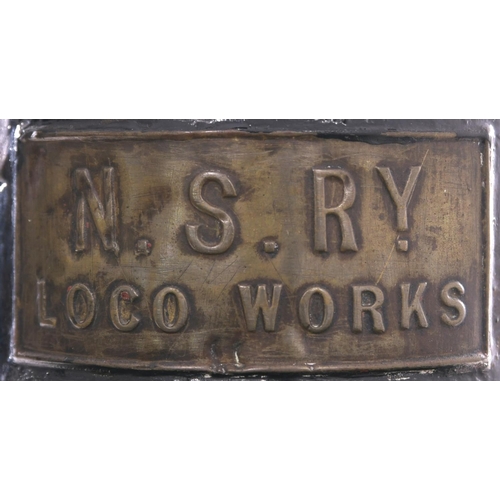 126 - A North Staffordshire Railway locomotive headlamp with a large embossed brass plate N.S.RY, LOCO WOR... 