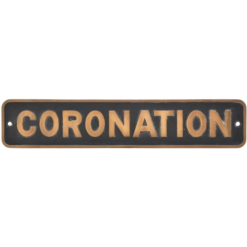 158 - A nameplate, CORONATION, together with its matching worksplate, HUNSLET ENGINE Co No 3773, 1952, fro... 