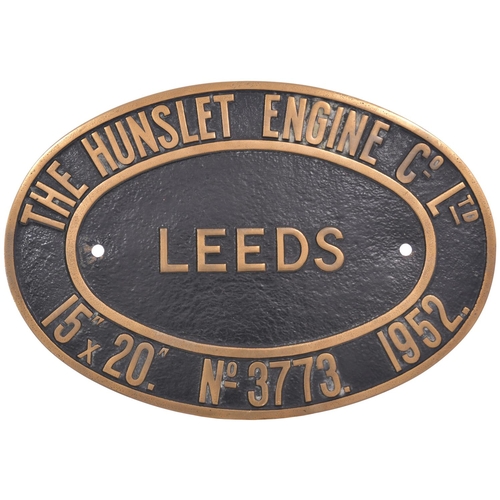 158 - A nameplate, CORONATION, together with its matching worksplate, HUNSLET ENGINE Co No 3773, 1952, fro... 