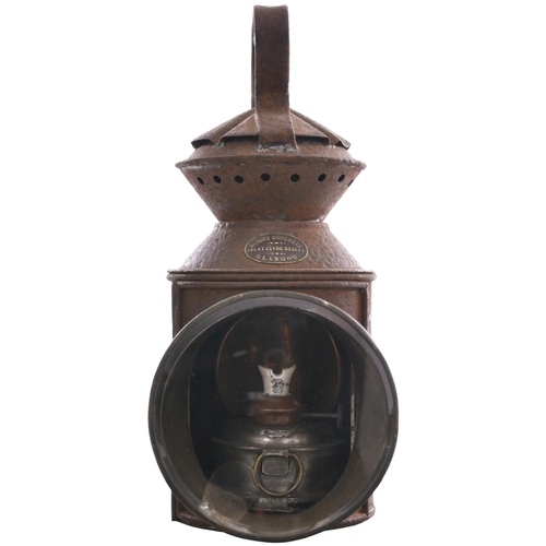 159 - A Highland Railway three aspect handlamp with embossed brass maker's plate Hendry Brothers, West Cly... 