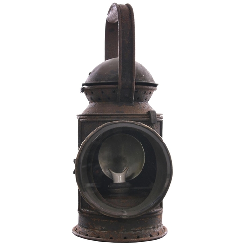 167 - A Great Western Railway three aspect copper top handlamp with embossed brass plate 12845, the body s... 